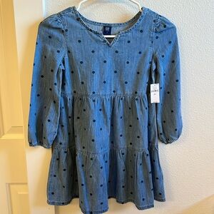 Gap Kids denim polka dot chambray dress girls